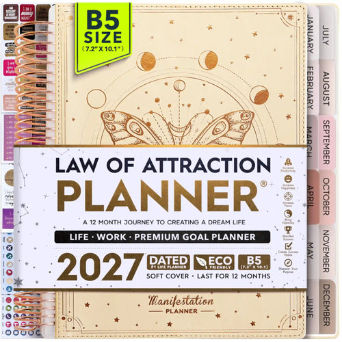 Pre-Order: Jan-Dec 2027 Dated Deluxe Manifestation Planner with Replaceable Covers (7 × 9 inches) *USA Only*