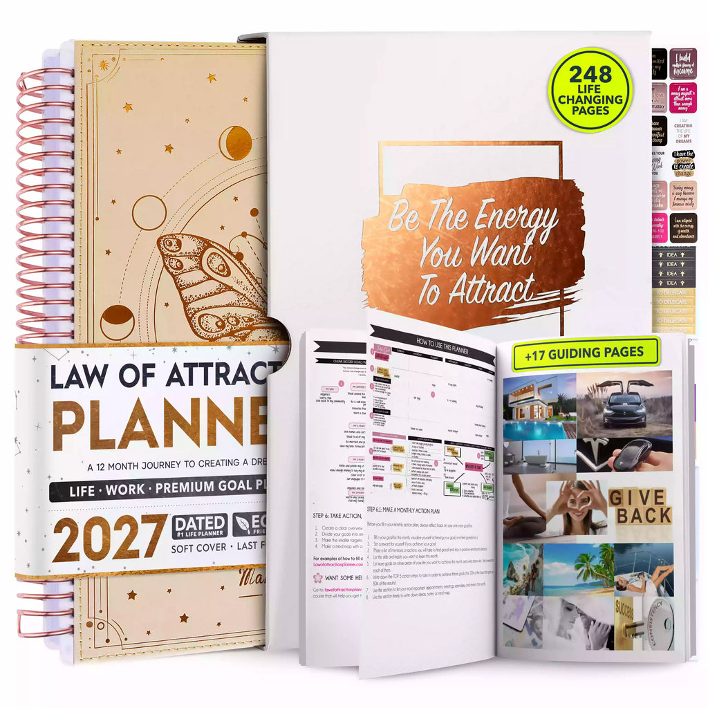 Pre-Order: Jan-Dec 2027 Dated Deluxe Manifestation Planner with Replaceable Covers (7 × 9 inches) *USA Only*