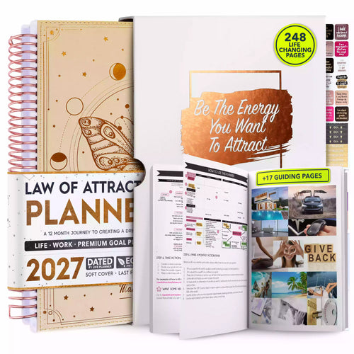 Pre-Order: Jan-Dec 2027 Dated Deluxe Manifestation Planner with Replaceable Covers (7 × 9 inches) *USA Only*