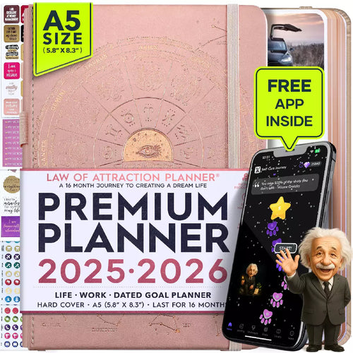 BOGO: UK Planner: Sep 2025 - Dec 2026 Dated Monday Start Deluxe LOA 16 Month Planner (A5 size: 5.8 x 8.3 inches) RG Astro