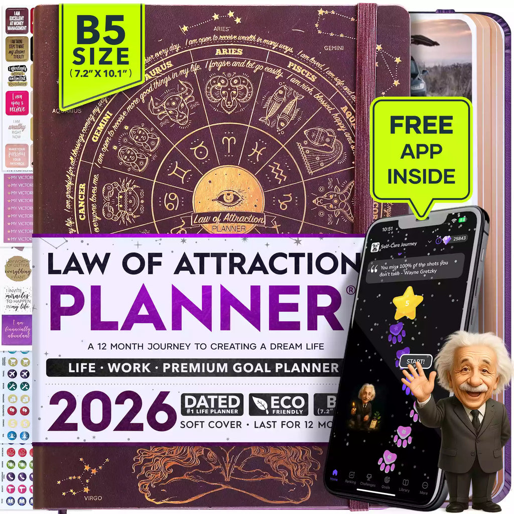 Jan - Dec 2026 Dated Deluxe LOA 12 Month Planner (B5 size: 7.5 x 10 inches) Purple Astro RG Woman
