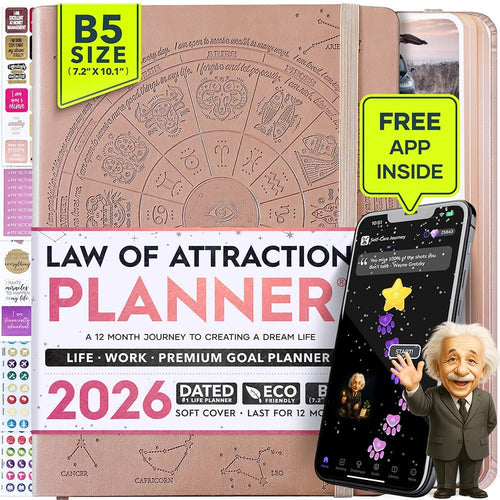 Jan - Dec 2026 Dated Deluxe LOA 12 Month Planner (B5 size: 7.5 x 10 inches) Rose Gold Astro