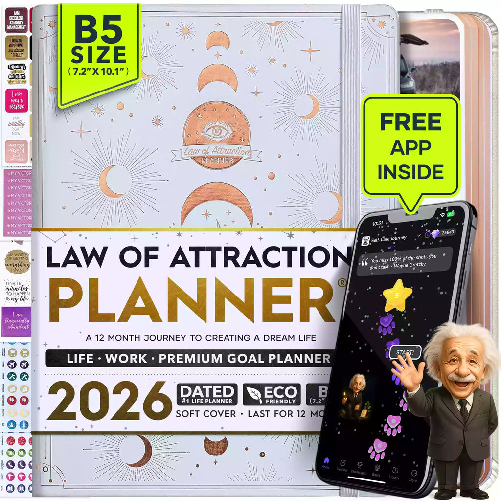 Jan - Dec 2026 Dated Deluxe LOA 12 Month Planner (B5 size: 7.5 x 10 inches) White Eclipse
