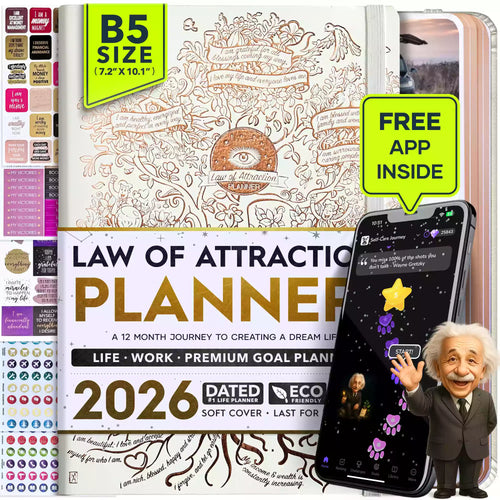 Jan - Dec 2026 Dated Deluxe LOA 12 Month Planner (B5 size: 7.5 x 10 inches) White Tree