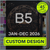 Custom Design: Jan - Dec 2026 Dated Sunday Start B5 Size