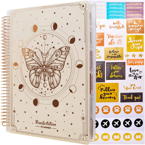 EU & UK Planners: Undated Sunday Start Deluxe Manifestation Planner with Replaceable Covers (7 × 9 inches)