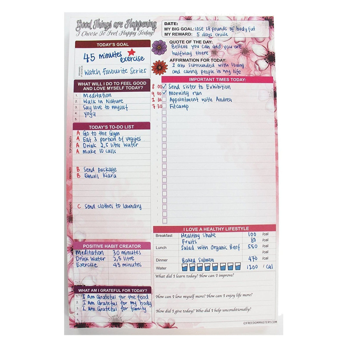 90 Day Daily Happy Notepad (Follow Your Heart) *USA Only* – Freedom Mastery